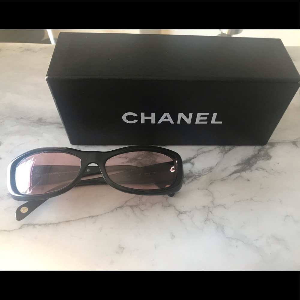 Chanel Rhinestone Black Sunglasses